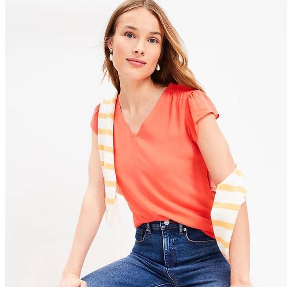 NWT: LOFT Flutter Sleeve Top - Picture 3 of 9